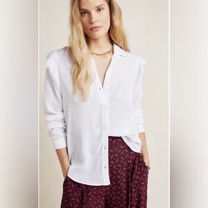 Anthropologie x Cloth & Stone Ruffle Button Down Shirt